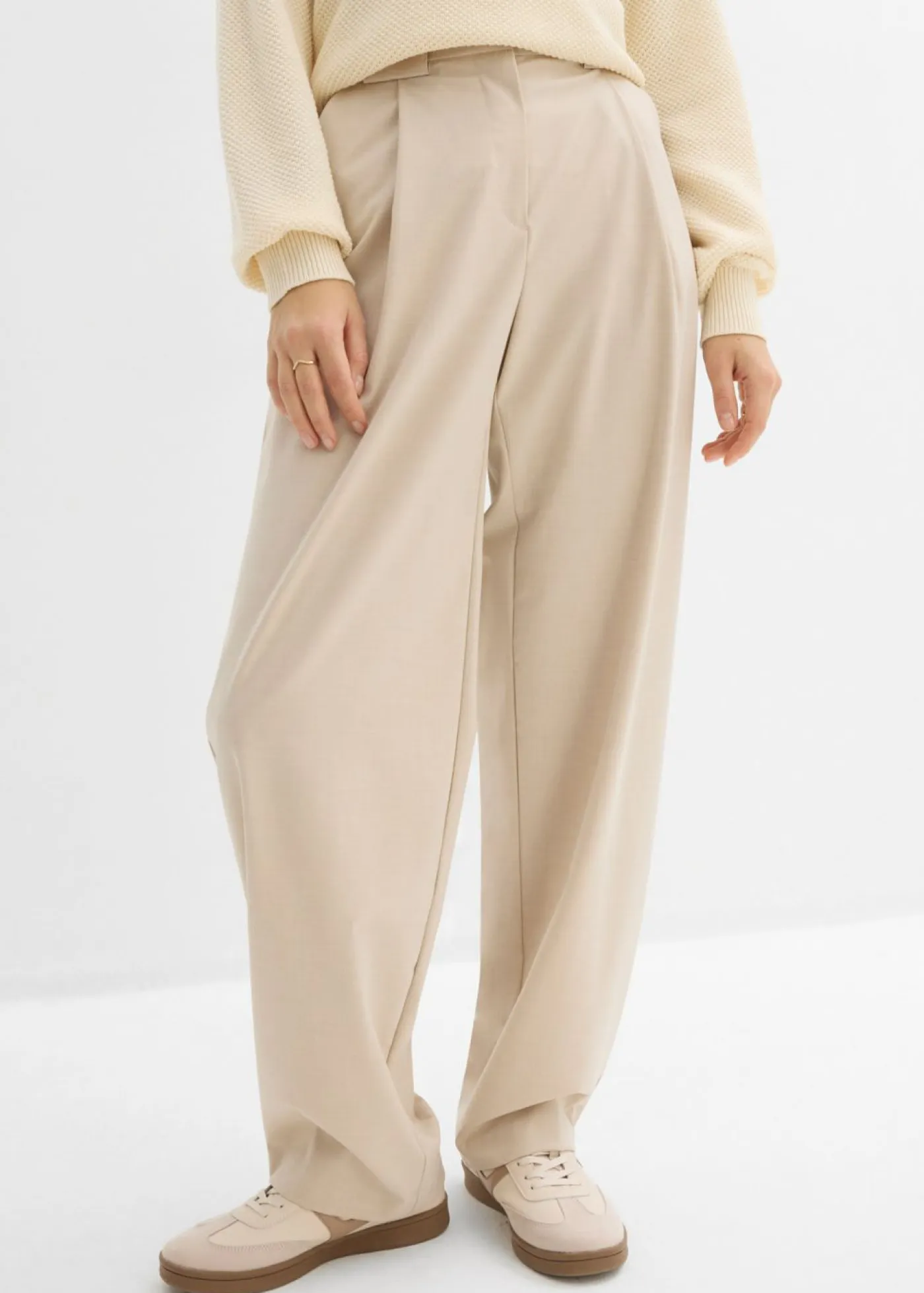 Pantalón barrel con cintura alta Mujer Esenciales|Pantalones