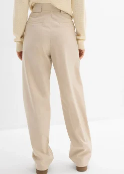 Pantalón barrel con cintura alta Mujer Esenciales|Pantalones