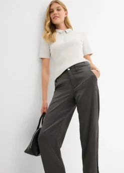 New Pantalón barrel con satén fluido Mujer Pantalones