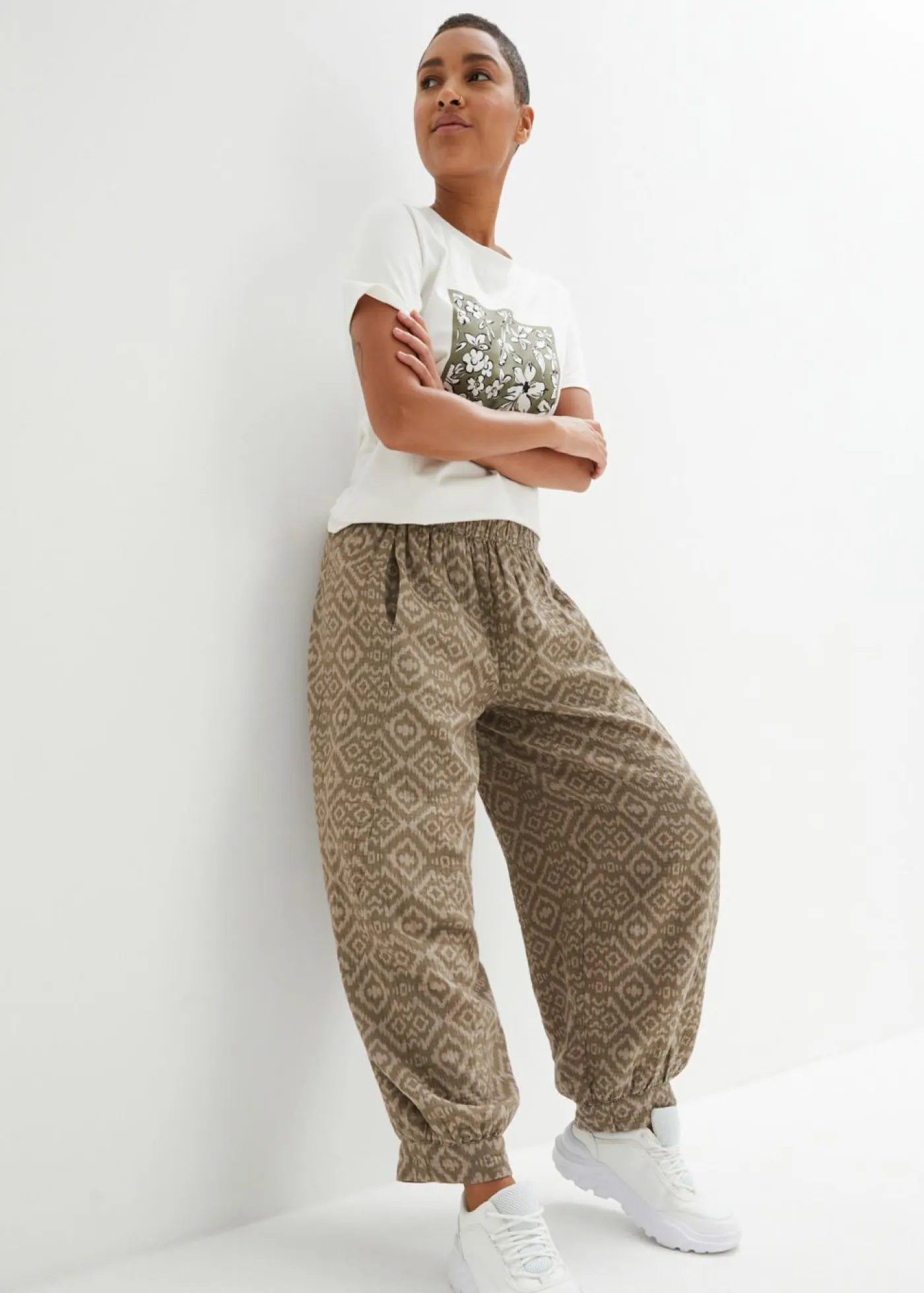 Discount Pantalón bombacho de algodón puro Mujer Pantalones