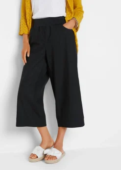 Pantalón capri de mezcla de lino y algodón Mujer Pantalones