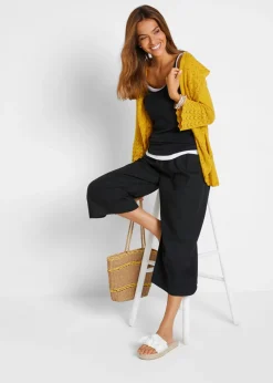 Pantalón capri de mezcla de lino y algodón Mujer Pantalones