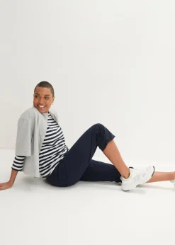 Discount Pantalón capri de mezcla de algodón con cintura cómoda Mujer Pantalones
