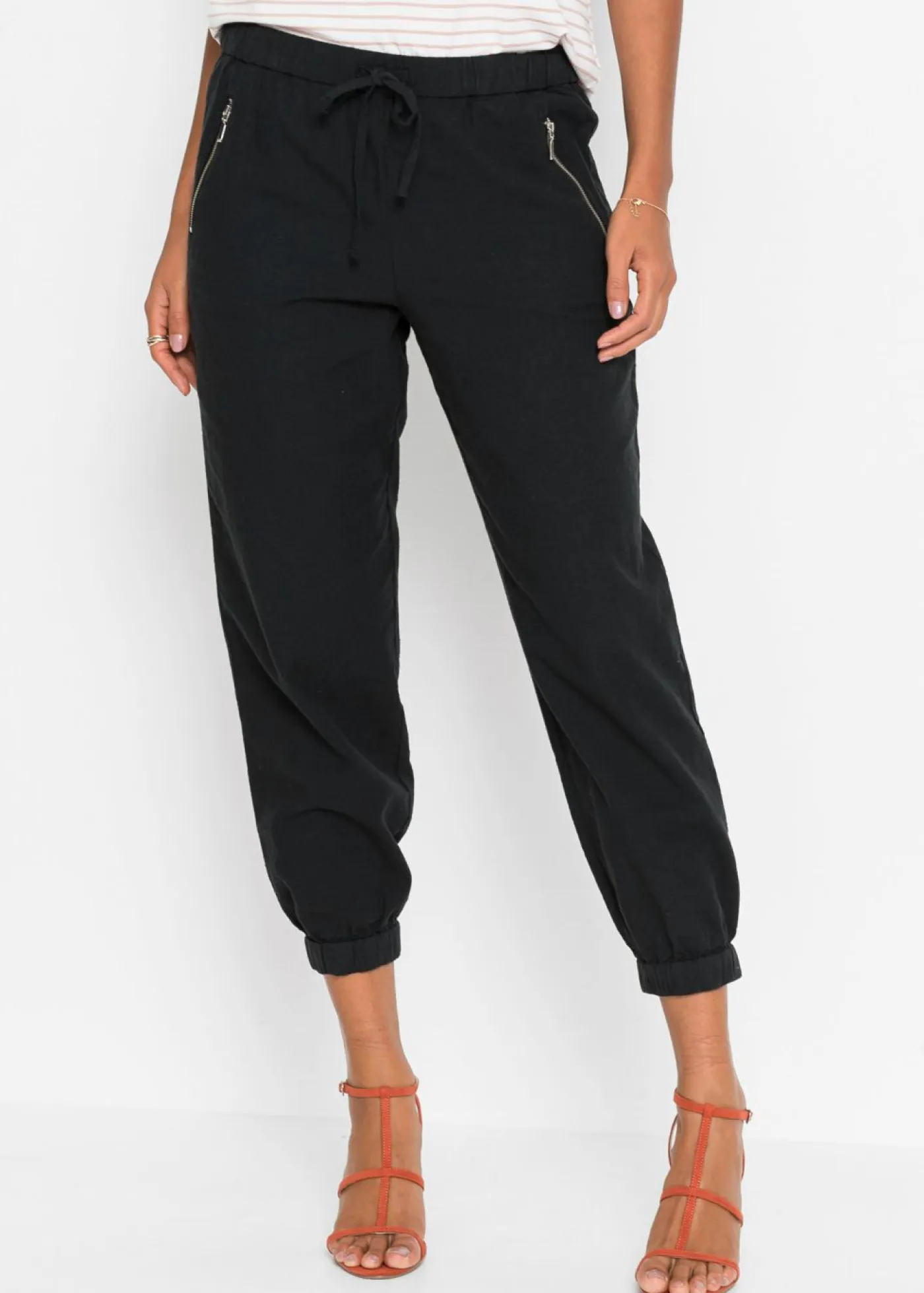 Discount Pantalón capri de mezcla ligera de lino Mujer Pantalones|Novedades