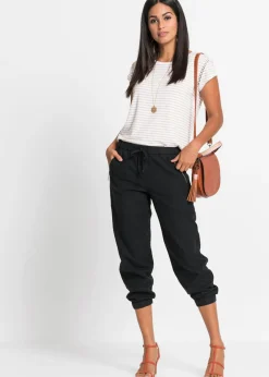 Discount Pantalón capri de mezcla ligera de lino Mujer Pantalones|Novedades