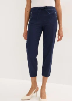Clearance Pantalón capri de mezcla ligera de lino Mujer Pantalones|Novedades