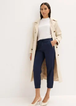 Clearance Pantalón capri de mezcla ligera de lino Mujer Pantalones|Novedades