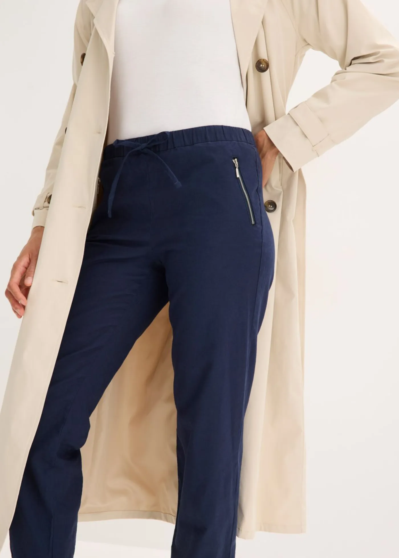 Clearance Pantalón capri de mezcla ligera de lino Mujer Pantalones|Novedades