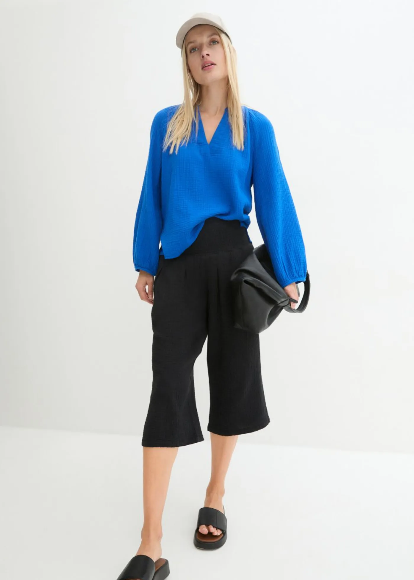 New Pantalón capri de muselina suave Mujer Pantalones