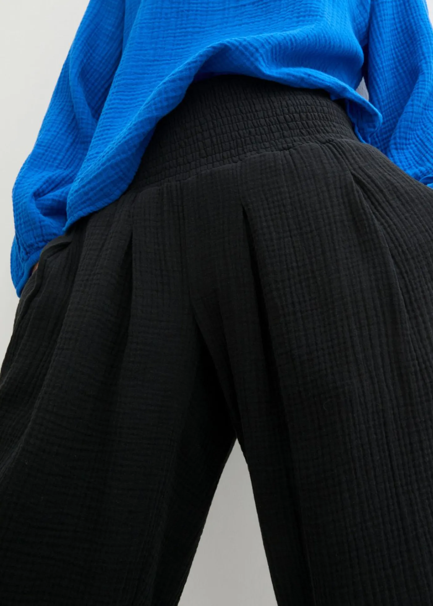 New Pantalón capri de muselina suave Mujer Pantalones