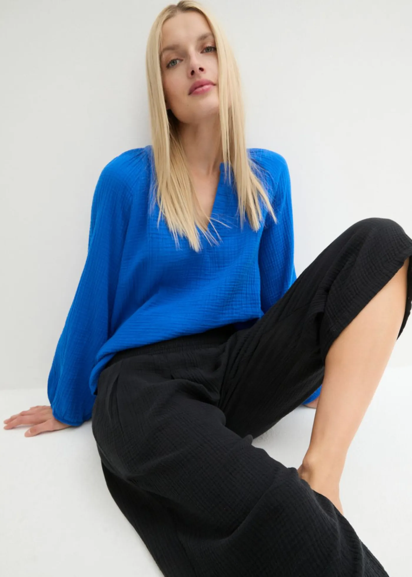 New Pantalón capri de muselina suave Mujer Pantalones