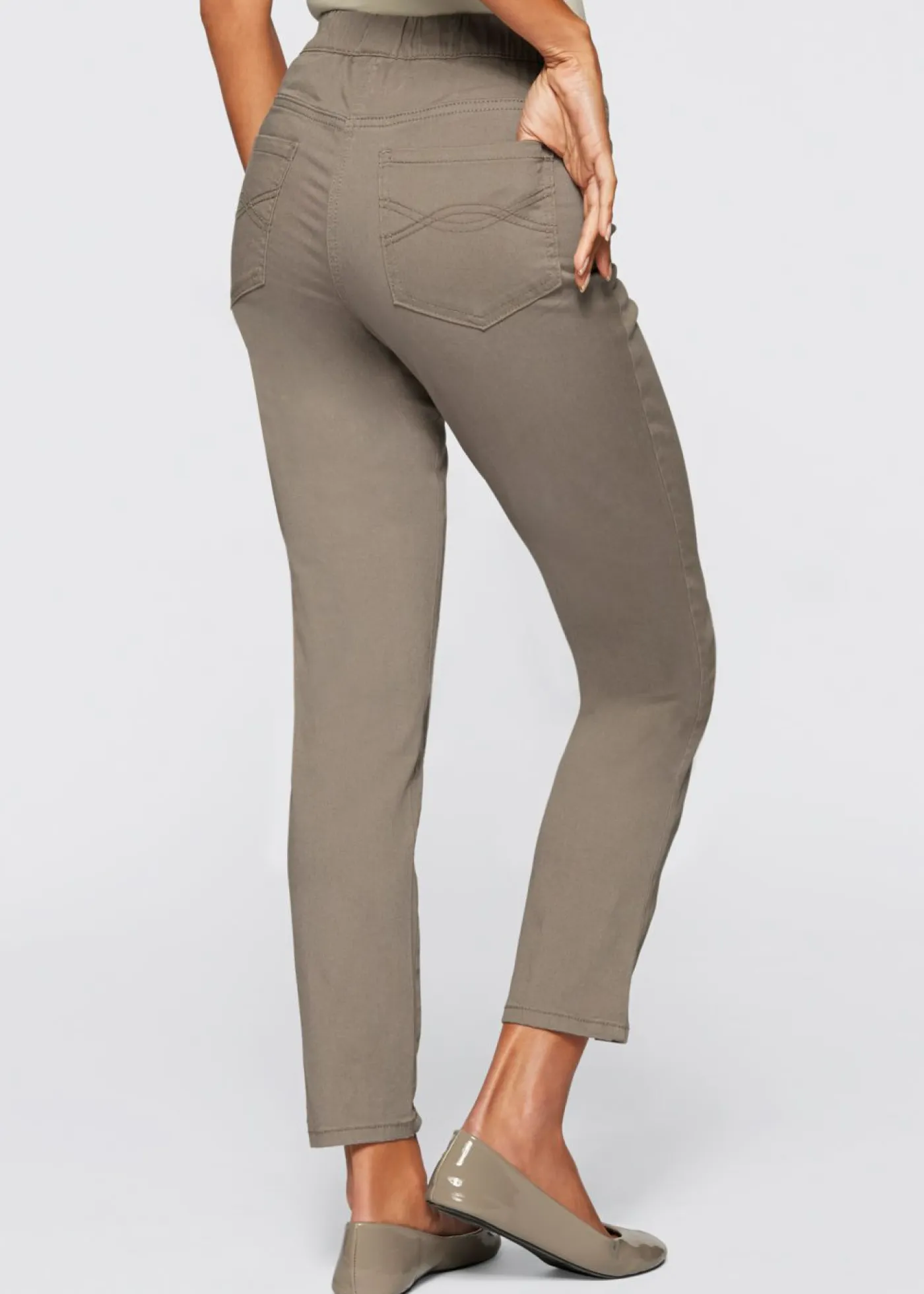Clearance Pantalón capri sin cierre con elástico Mujer Pantalones|Novedades
