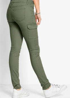 Pantalón cargo en mezcla de algodón elástico Mujer Pantalones