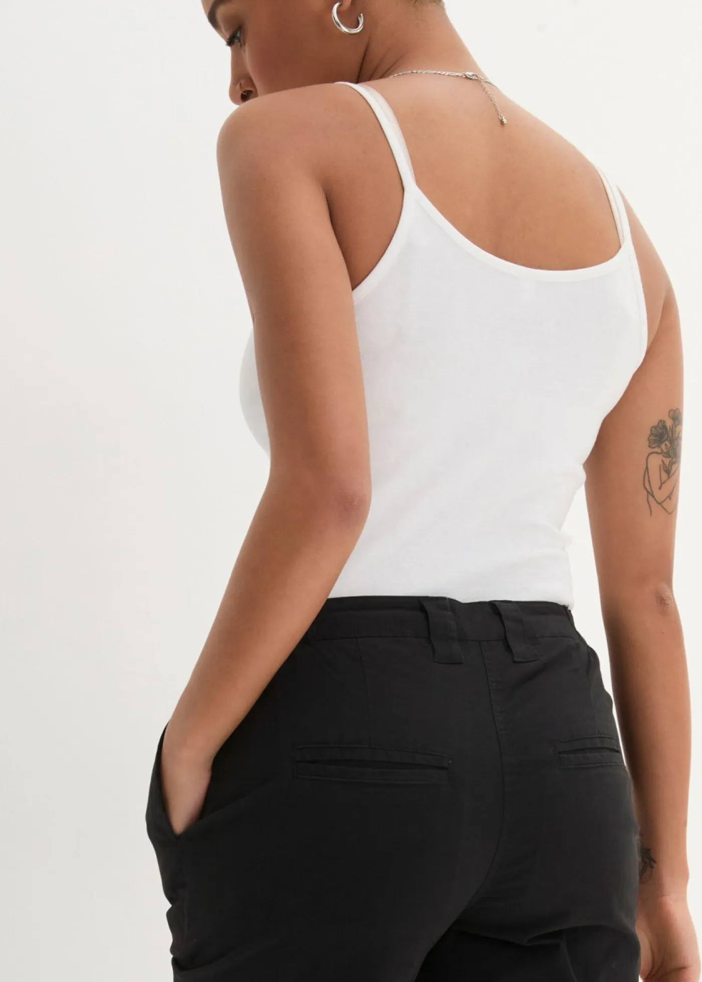Discount Pantalón chino de algodón hasta el tobillo Mujer Pantalones|Tallas Pequeñas
