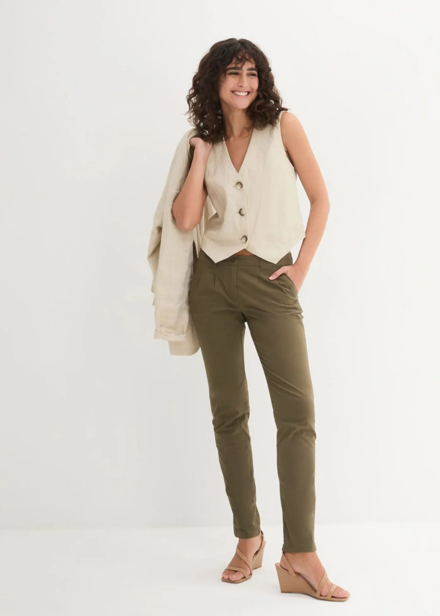 Sale Pantalón chino elástico Mujer Pantalones|Tallas Pequeñas