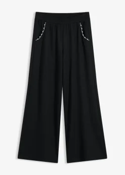Sale Pantalón con aplicaciones de perlas de punto estructurado Mujer Pantalones