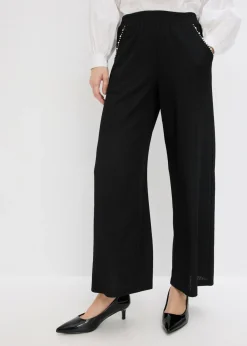Sale Pantalón con aplicaciones de perlas de punto estructurado Mujer Pantalones