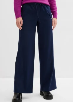 Discount Pantalón con aspecto de lana y cinturilla cómoda Mujer Pantalones