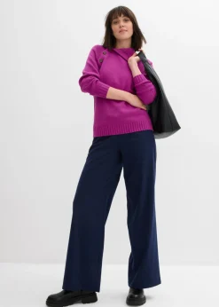 Discount Pantalón con aspecto de lana y cinturilla cómoda Mujer Pantalones
