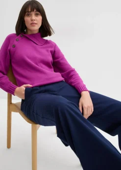 Discount Pantalón con aspecto de lana y cinturilla cómoda Mujer Pantalones