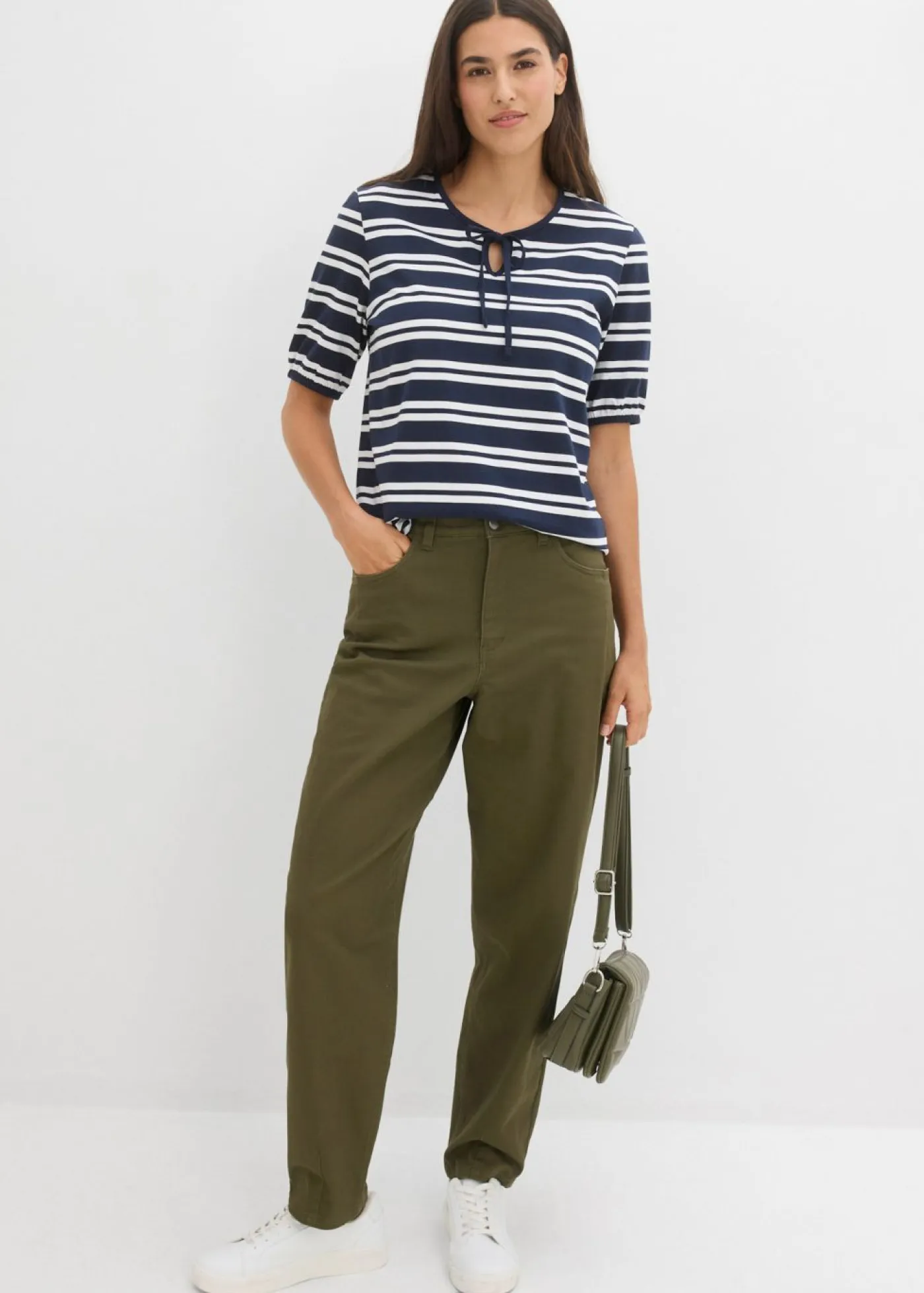 Outlet Pantalón con cinturilla cómoda y corte barrel Mujer Pantalones|Novedades