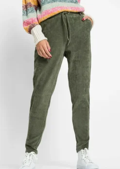 Outlet Pantalón con cinturilla elástica y aspecto de pana Mujer Pantalones