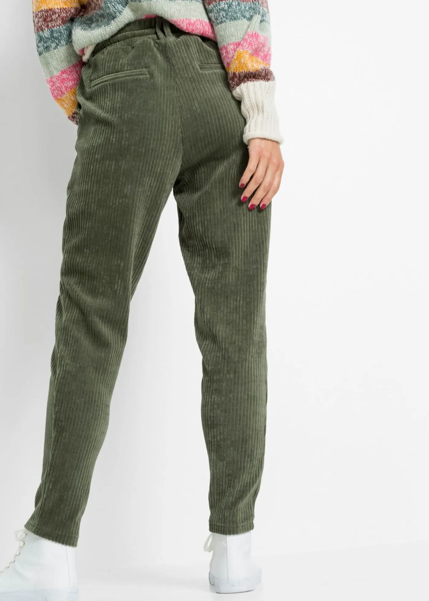 Outlet Pantalón con cinturilla elástica y aspecto de pana Mujer Pantalones