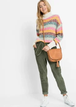 Outlet Pantalón con cinturilla elástica y aspecto de pana Mujer Pantalones
