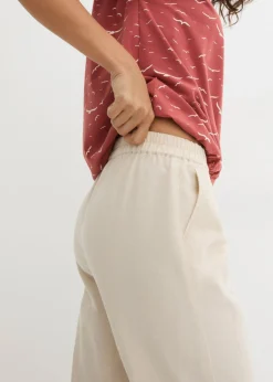 Discount Pantalón con corte zanahoria de mezcla de lino y algodón Mujer Pantalones