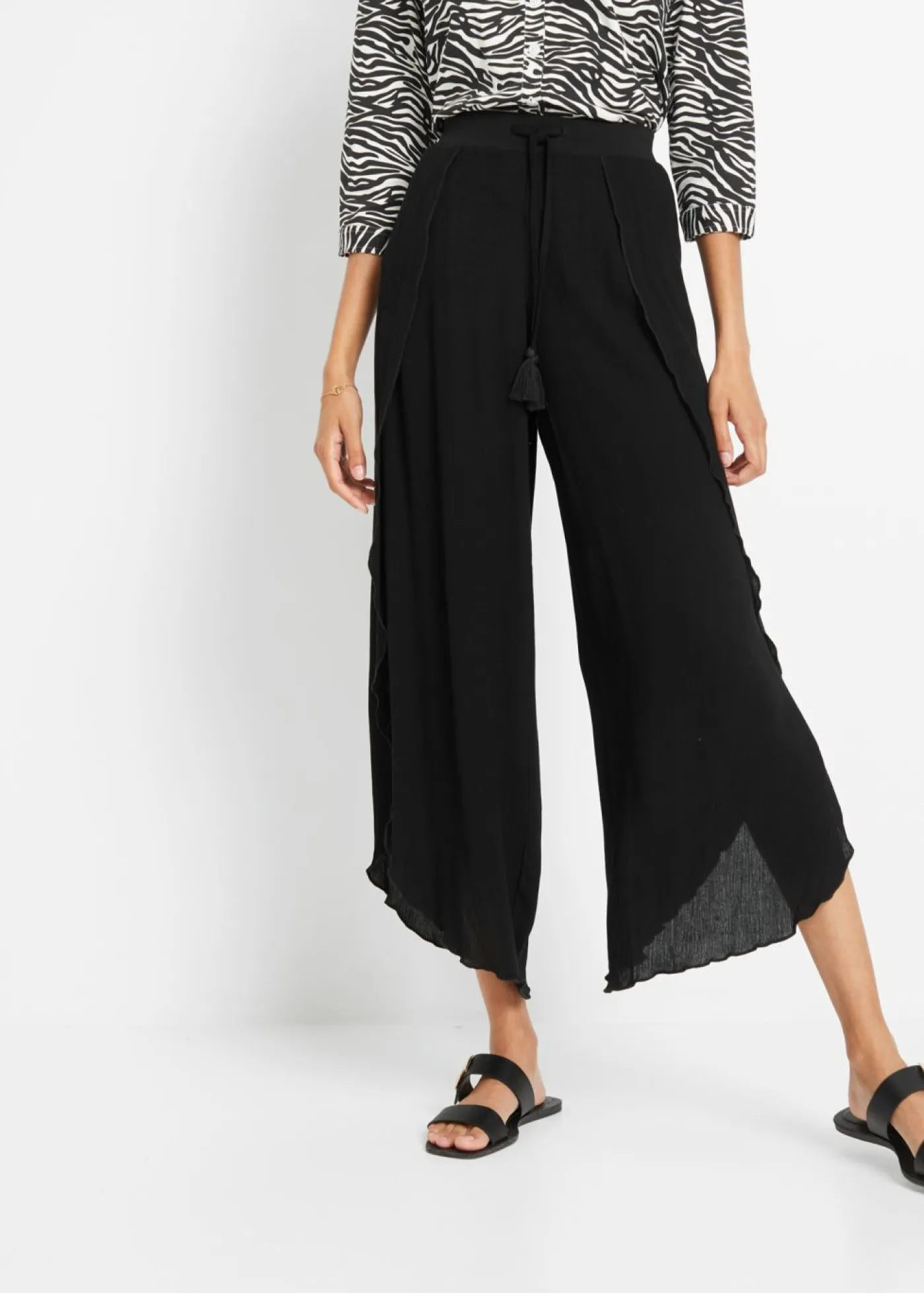 Best Pantalón con efecto arrugado estructurado Mujer Pantalones