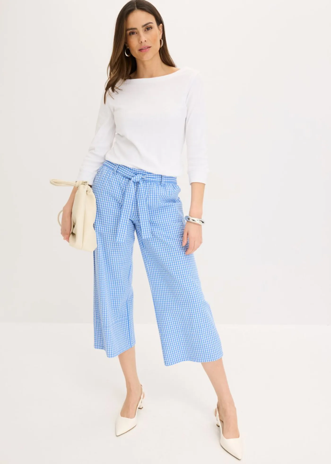 Discount Pantalón con estampado de cuadros vichy Mujer Pantalones