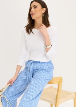Discount Pantalón con estampado de cuadros vichy Mujer Pantalones