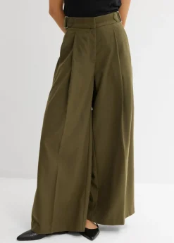 Online Pantalón con hebilla lateral de mezcla de viscosa Mujer Esenciales|Pantalones