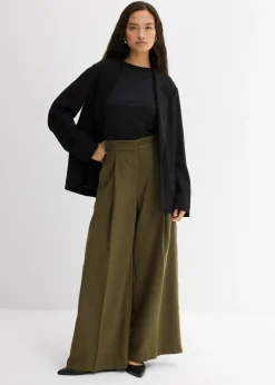 Online Pantalón con hebilla lateral de mezcla de viscosa Mujer Esenciales|Pantalones