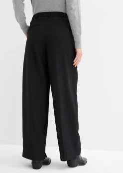 Online Pantalón con pinzas, cinturilla cómoda y abertura Mujer Esenciales|Pantalones