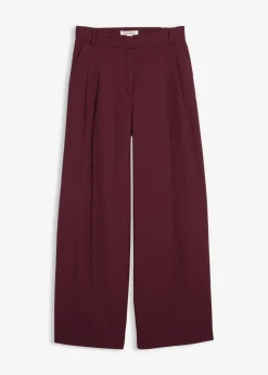 Online Pantalón con pinzas, cinturilla cómoda y abertura Mujer Esenciales|Pantalones