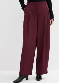 Online Pantalón con pinzas, cinturilla cómoda y abertura Mujer Esenciales|Pantalones