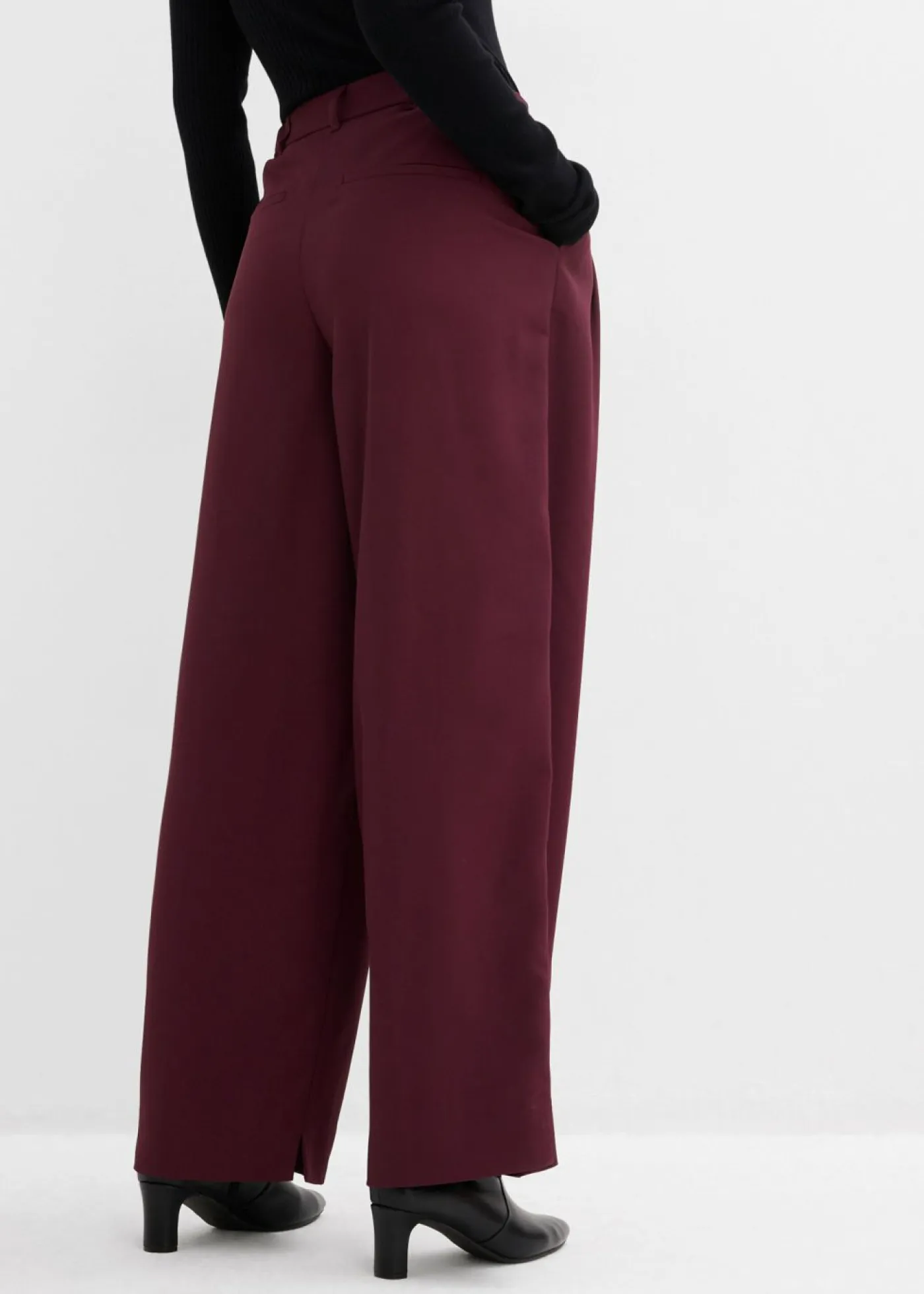 Online Pantalón con pinzas, cinturilla cómoda y abertura Mujer Esenciales|Pantalones