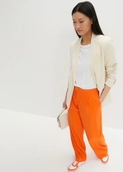 Pantalón con pinzas y cinturilla cómoda Mujer Pantalones