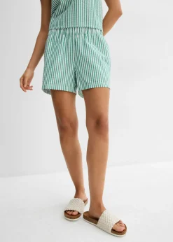 New Pantalón corto a rayas de algodón puro Mujer Shorts|Pantalones