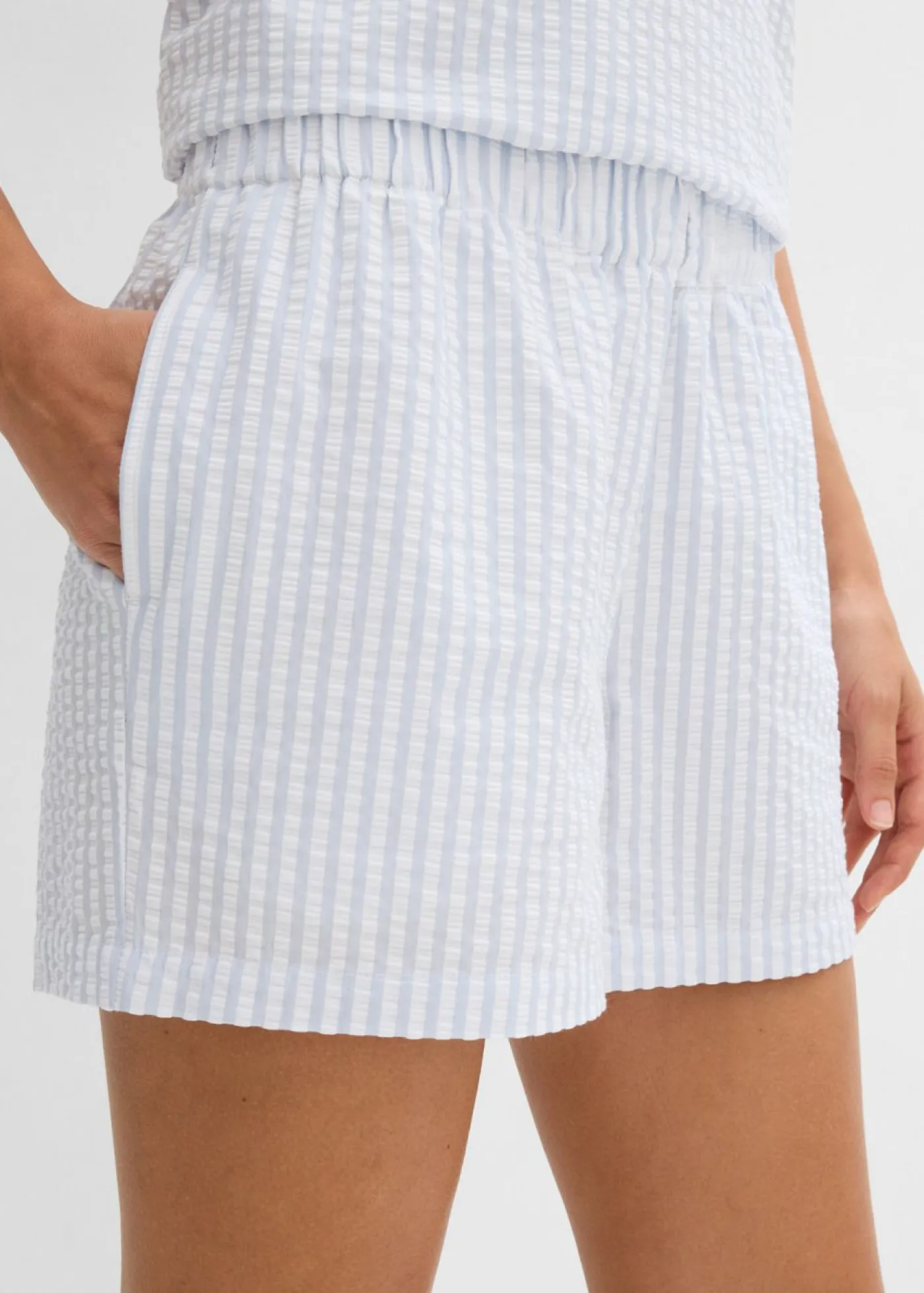 Outlet Pantalón corto a rayas de algodón puro Mujer Shorts|Pantalones