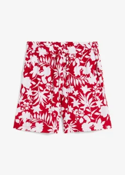 Outlet Pantalón corto ancho de viscosa con cómoda cinturilla alta Mujer Shorts|Pantalones