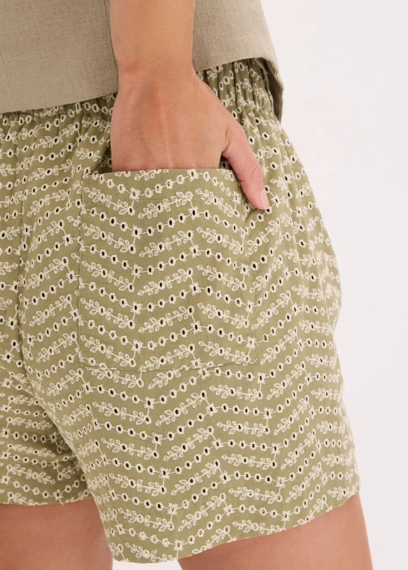 Hot Pantalón corto con bordado calado Mujer Shorts|Pantalones