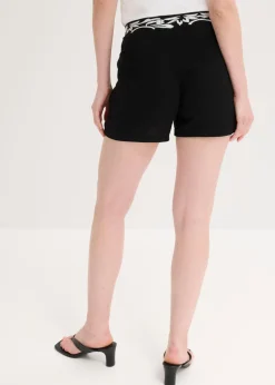 Clearance Pantalón corto con bordado de mezcla de viscosa suave Mujer Shorts|Pantalones