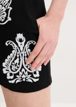 Clearance Pantalón corto con bordado de mezcla de viscosa suave Mujer Shorts|Pantalones