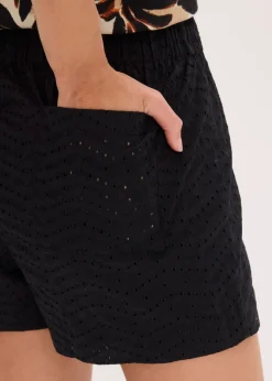 Online Pantalón corto con bordado calado Mujer Shorts|Pantalones