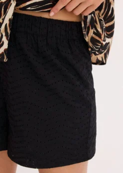 Online Pantalón corto con bordado calado Mujer Shorts|Pantalones