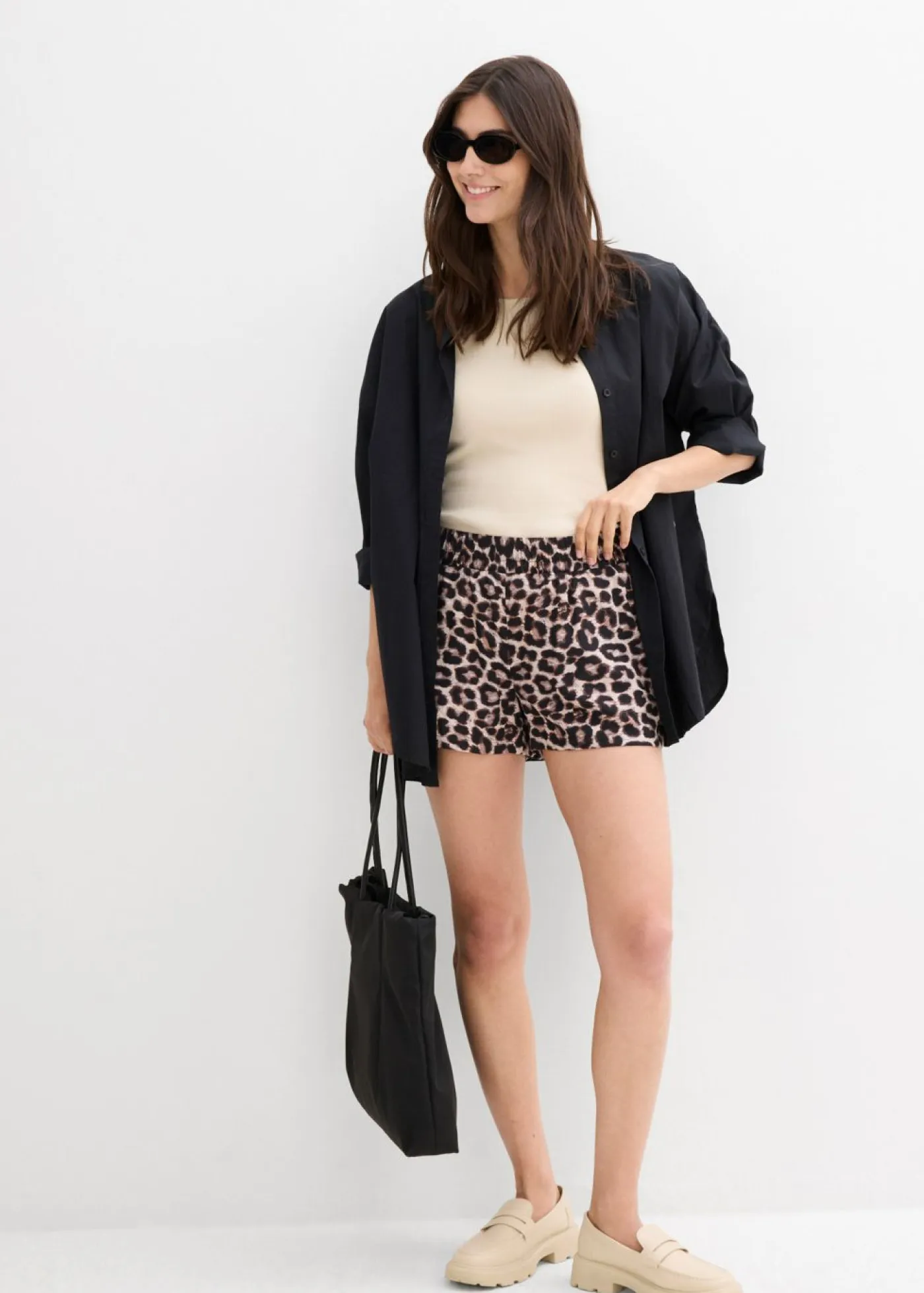 Pantalón corto con cinturilla elástica Mujer Shorts|Pantalones