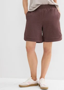 Pantalón corto de chándal de mezcla de algodón con corte ancho Mujer Shorts|Pantalones