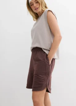 Pantalón corto de chándal de mezcla de algodón con corte ancho Mujer Shorts|Pantalones